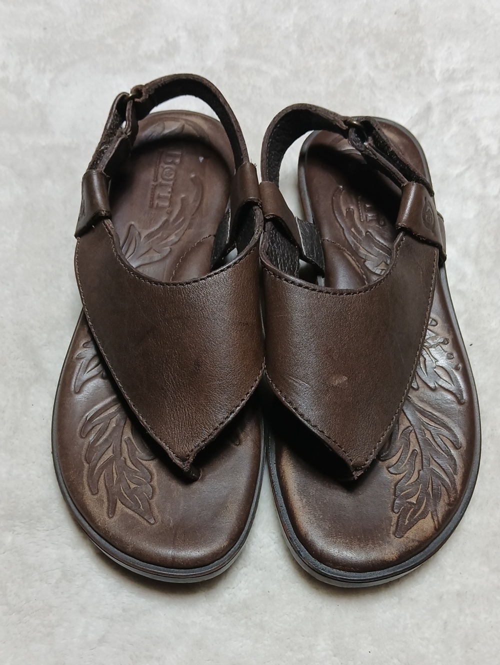 Born Brown Leather Women's Toe-Loop Sandals Size 6